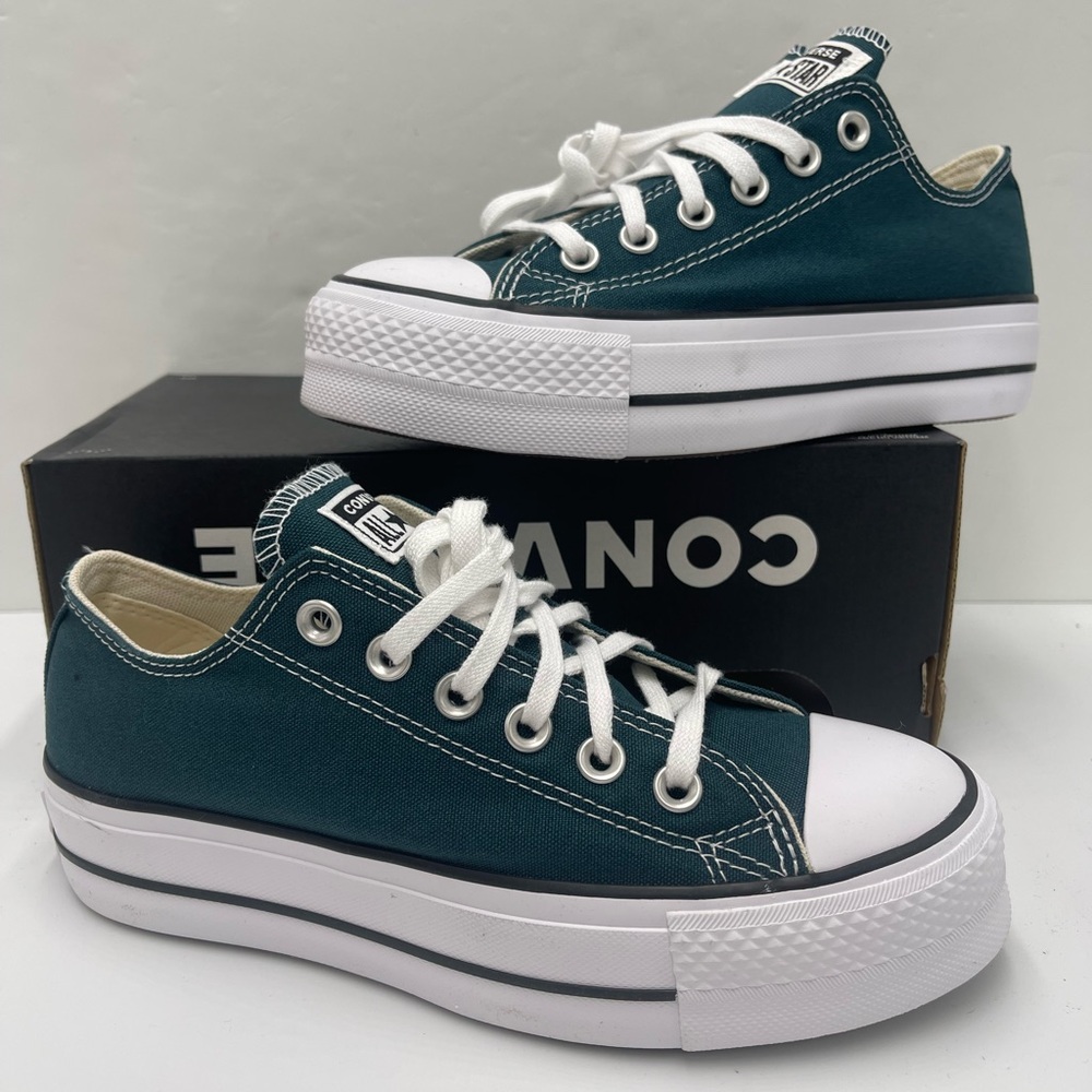Converse Women's CTAS LIFT OX
DARKLY JADED/WHITE/BLACK Canvas Platform Sneakers - Picture 15 of 16